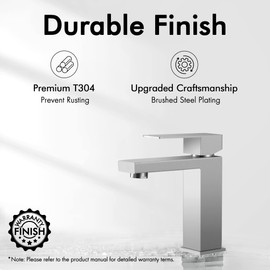 KES Bathroom Faucet Single Handle Modern Bathroom Sink Faucet Single Hole cUPC Certified Stainless Steel Brushed Finish, L3156ALF-BS [Fits All States, California Included]