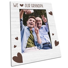 dsjaidh Wooden Frame For 4" X 6" Photo - We Love Our Grandpa - Rustic Wooden Picture Frame For Desktop, Shelf, Counter Display, Grandparents Gifts, Home Decor & Supplies (Vertical) - A10