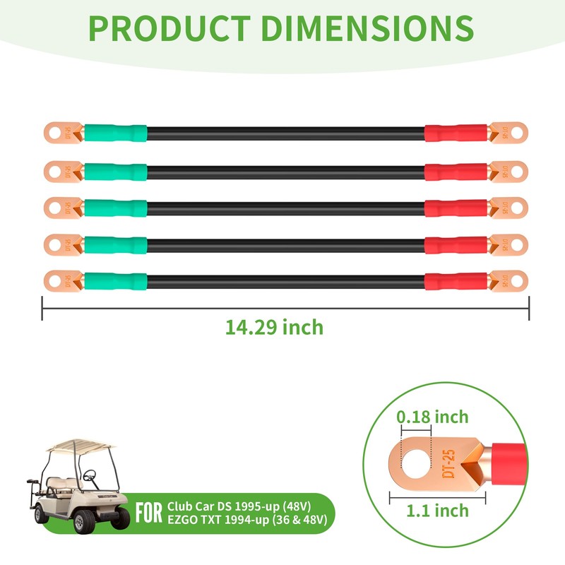 10L0L 3 Awg Golf Cart Heavy Duty Battery Cables for