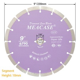 Meacase 9 inch General Purpose Segmented Diamond Saw Blade for Concrete Masonry Brick Block Stone