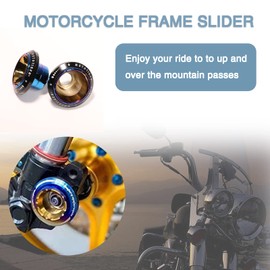 Tongze Motorcycle Frame Slider: Scooter Frame Sliders for Front Fork CNC Aluminum Wheel Frame Slider for Motorbike Motorcycle Frame Sliders Crash Protector 2 Pack (Blue & Black)