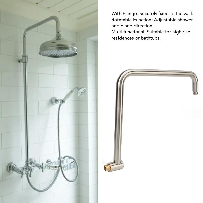 Shower Head Extension with Flange S Shape Shower Arm Wall