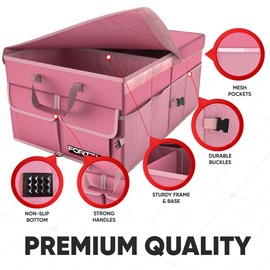 FORTEM Trunk Organizer For SUV Car Trunk Organizer, Foldable Storage, Car Accessories for Women Men, Collapsible Bag, Perfect Christmas Gifts, 600D Oxford, Non Slip Bottom, Straps, Soft Cover (65L)