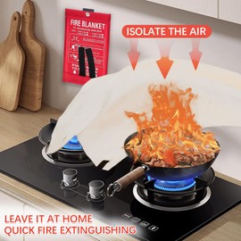 MTKZKAF Fire Blanket Emergency Portable Fire Blanket for Home Kitchen Flame Retardant Protection Fire Blanket -39'' × 39'' Designed for Kitchen, Fireplace, Barbecue, car, Camping