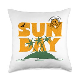 Sunday Sun Palm Trees Vacation Throw Pillow