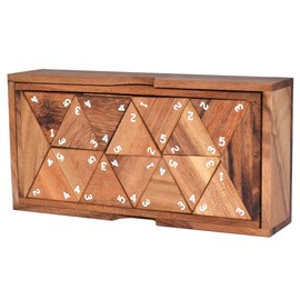 Knobelholz Triomino Number Triangle Domino Tridomino with Numbers Board Game for 6 Players