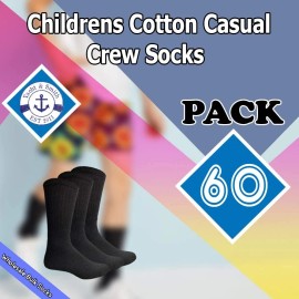 Yacht & Smith 60 Pack of Kids Premium Cotton Crew Socks Black Size 4-6 Boys Crew Sock