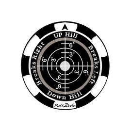 Putt2Win Premium Pro Golf Green Slope Reader Ball Marker. Poker Chip Style & Magnetic for a Hat Clip. Hole More Putts, Improve Your Putting & Speed Up Play. A Great Golf Gift (1) (Plastic)