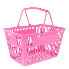 Scicalife Mall Shopping Basket, Merchandise Storage Basket, Plastic Basket with Handles, Picnic Basket for Kids (Shopping Basket Rosy 16L)