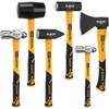 ELEAD 6-Piece Mallet Hammer Set, Fiberglass Handle Forge Steel Head,