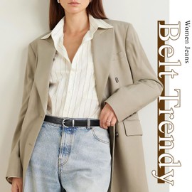 JASGOOD Women Leather Belt Fashion Ladies Waist Belt for Jeans Casual Faux Leather Belt with Silver Buckle (Black-Silver Buckle, Fit Waist Size 32-36 Inch)