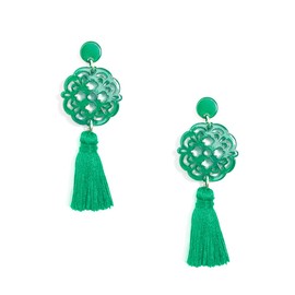 ZENZII Acrylic Resin Tassel Earrings for Women Geometric Modern Pattern Acetate Drop and Dangle Earrings Trendy Fashion Jewelry (Dark Green)