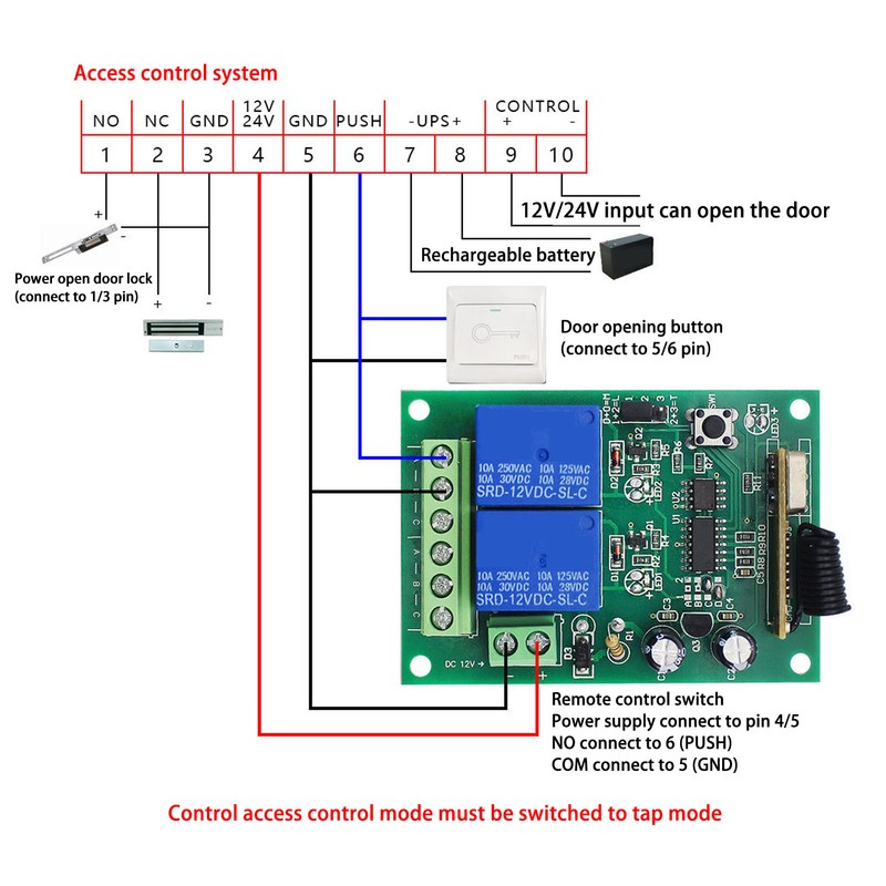 Universal Garage Door Remote Switch 12V 2CH 433Mhz Wireless CW