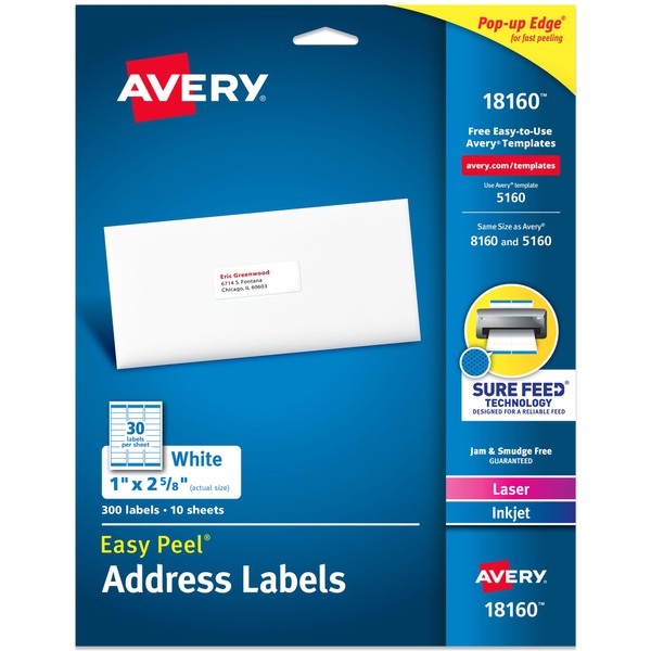 AVERY Avery Easy Peel Printable Address Labels with Sure Feed,