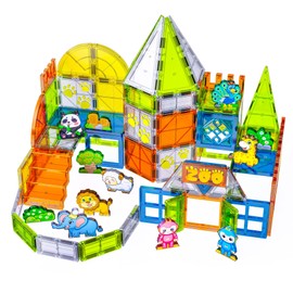 Magnetic Tiles,120PCS Zoo Animals Magnet Tiles Set for Kids Ages 3+,3D STEM Educational Magnetic Building Toys,Birthday Gift for Boys and Girls