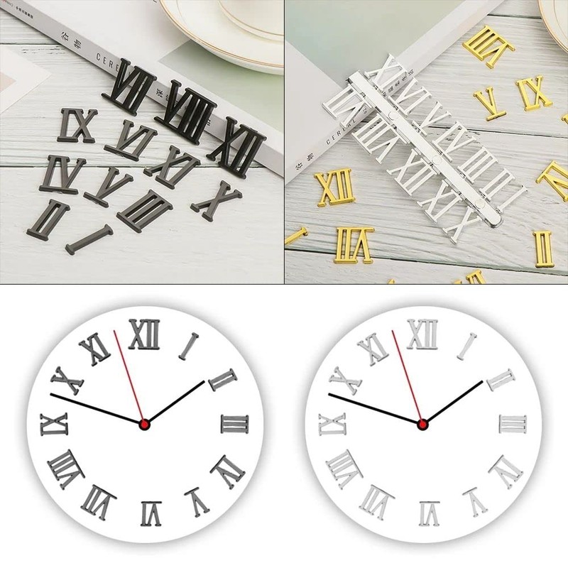 Vctitil 6 Pieces Clock Numerals Kit,Arabic Number and Roman Number