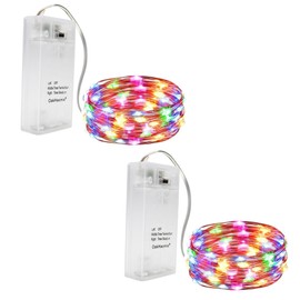 2PCS LED Fairy Lights 16ft 50 LED Twinkle String Lights wtih Timer 2 Modes Waterproof Starry String Lights DIY Party Wedding Christmas Valentine's Day Decoration (Multi-Colored)