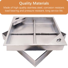 DuuMuut Stainless Steel Manhole Cover and Frame 12x12, B Class Square Septic Tank Lid with Base, Invisible Sewage Basin Cover, Heavy Duty Metal Inspection Lid for Driveway, Yard (11.8X 11.8)