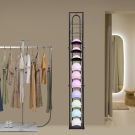 AGULIUM 12-Tier Floor Standing Hat Rack, Retail Hat Organizer Display Stand, Metal Display Rack for Ball Cap Hats Wigs Bags Scarves Gloves for Home shopping Malls Clothing Stores(Black)