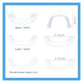 2 Pairs, Top and Bottom,Beautiful Smile, Temporary Nature and Comfortable, Regain Beautiful Smile for Men and Women(White)