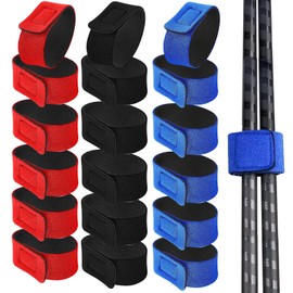Editbar 18 Stück Angelrute Gürtel Rutenbänder Angeln – Neopren Klettband Angelrutenriemen zum Binden und Schützen von Spinn & Meer Ruten, Rutenband Rutschfest, Elastisch, Stark Haftend (3 Farben,22cm)