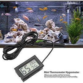 Termómetro higrómetro mini, LCD con sonda externa, monitor digital de humedad y temperatura para terrarios, acuarios, incubadoras, ideal para...      