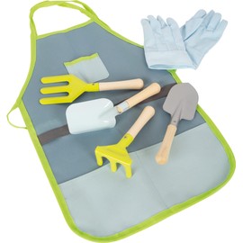 small foot Garden Apron with Garden Tools Made of Wood and Metal, Includes Gardening Gloves, Ages 3+, 11881, Multicoloured