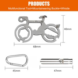 TONAUP Mini Multitool Bicycle, 12-in-1 Bicycle Tool with Aluminium Whistles, Bicycle Multifunctional Tool, Keyring Bicycle for Mountain Bikes, Hiking, Camping, Portable Outdoor Tool