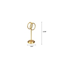 J&V TEXTILES Steel Towel Rack Holder Stand with 2 Hanging Rings for Bathroom Vanity Countertops - Space Saving Hand Towel Holder (Aged Brass)