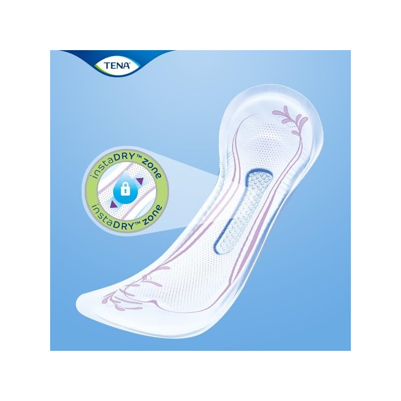 TENA Pads InstaDRY Extra Long Length, Pack of 6