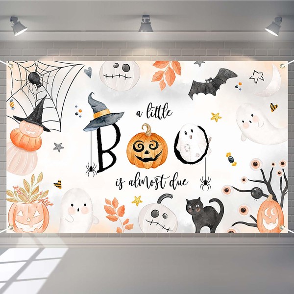 Joliaco Halloween Baby Shower Banner A Little Boo is Almost