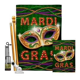 Breeze Decor Mardi Gras Fun Garden House Flags Kit Springtime Carnival Festival Masquerade Celebration Season Holiday French Small Decorative Gift Yard Banner Double-Sided Made in USA 28 X 40