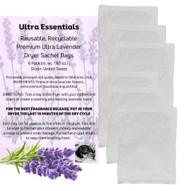 Ultra Esentials Lavender Dryer Sachet Bags 4/6 Ct, Closet Drawer Fragrance Natural Dryer Sheets - 6 pack