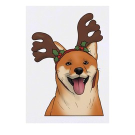 Azeeda 'Weihnachts-Shiba Inu' Temporäres Tattoo - Hautfreundlicher & Ungiftiger Abziehbild · Wasserfest (TO00072023)