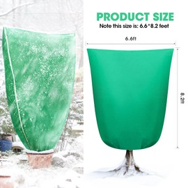 SAMORE 2 Packs 79" x 98" Plant Covers Freeze Protection 2.8oz/yd² Large Heavy Duty Tree Cover Winter Frost Protection for Outdoors Plants Fruit Tree Wrap Bag with Zipper & Drawstring Green