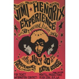 Jimi Hendrix 7/30/68 Baton Rouge 4"x6" Reprint Concert Mini Poster/Postcar