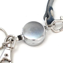 Genuine Leather Reel Strap Made in Japan | Tochigi Leather, Himeji Leather Nume | Stretchable Key Chain Approx. 13.8 inches (35 cm), Braun