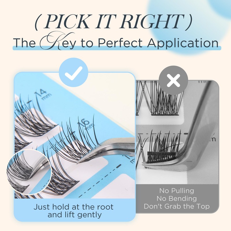 BEYELIAN Lash Clusters Soft Cluster Eyelash Extensions Ultra-Thin Flat Wispy