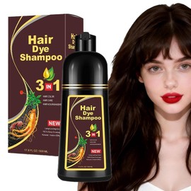 shampoo con tinte 3 en 1,Champú Colorante para Teñir el Cabello,hair dye shampoo para Cubrir Canas Negro,Fórmula con Ingredientes Herbales,Sin...     
