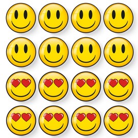 MORCART Pack of 16 Emoji Magnets Smiley Face Fridge Magnets Decoration for Locker, Whiteboard, Decorative Magnetic Board, Cabinets, Classroom, Office