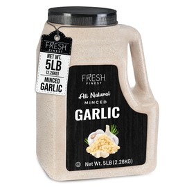 Fresh Finest Minced Garlic - Bulk 5 LB - Dried Garlic Flakes, Ready-to-Use Seasonings for Cooking - Kosher Certified Dehydrated Garlic, Ideal Use For Vegetables, Rubs, Salads, Dressings and More