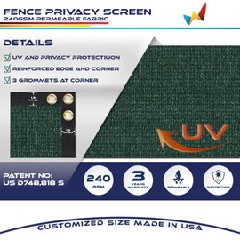Windscreen4less 5'x38' Privacy Fence Screen Heavy Duty Windscreen Fencing Cover Windblock Mesh Fabric Shade Cloth for Outdoor Garden Yard Pool Deck Dog, Green