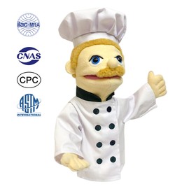okegztoa 16" Puppets Entriloquist Puppet,Hand Puppets for Kids Plush Chef Puppets for Adults with Removable Mouth Puppet for Kids Ages 4-8，Hand Puppet for Adults with Scalable Puppet Control Rod