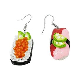 Magik Kawaii Sushi Sashimi Nigiri Food Salmon Fish Roes Earrings Miniature Gifts (#B, Earrings)