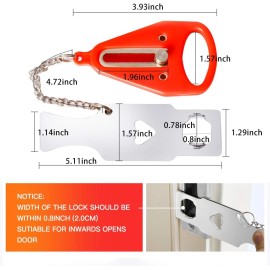 VIRIDI Home Security Door Lock, Portable Travel Doorlocks for Airbnb, Red Safety Device