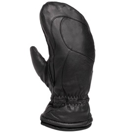 Swany Women's LaPosh Snow Sports Warm Waterproof Breathable Insulated Ski Leather Winter Mitts w/Soft Plush Micro-V Lining, Black, Large