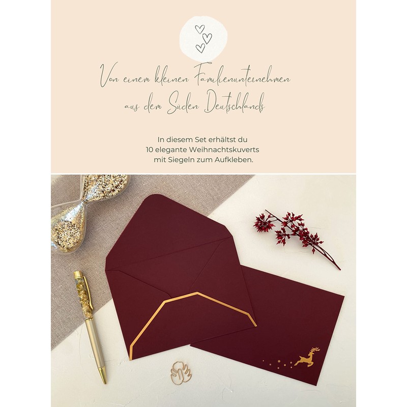 10 Premium Christmas Envelopes, Christmas Envelopes, Hot Foil Finished with