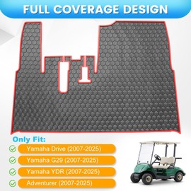 Golf Cart Floor Mat for Yamaha G29 Floor Mat, 3/10" Thickness Rubber Full Coverage, Fit for Yamaha Drive (Gen1), G29, YDR, Adventurer Carts Diamond Deluxe Red
