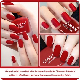 COSMOO 12ml Red Matte Nail Polish, Quick Dry Nail Lacquer for Nail Art Varnish, Mist Effect Matte Finish Velvet Nail Polish, 0.41 fl oz (Red, 0.41 fl oz)