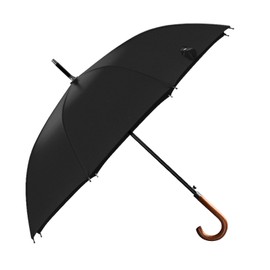 Long Umbrella Long Wooden Handle Windproof Retro Style Water Resistant High Denstity Large Umbrella for Rainy Sunny Black